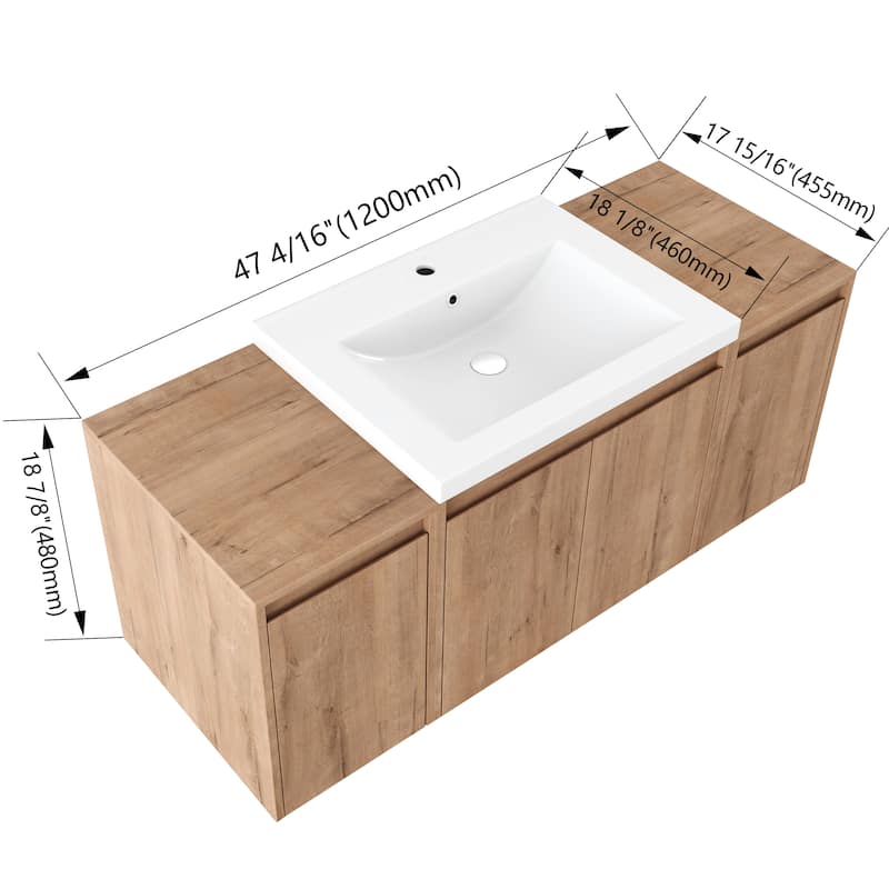 Bathroom Vanity With Sink In 24/36/48 Inch, Floating Bathroom Vanity With Soft Close Door
