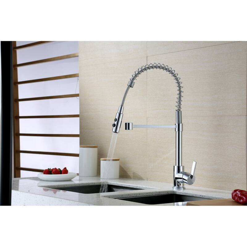 UltraFaucets Euro Collection Spring Spout Kitchen Faucet With Pull-Down Spray