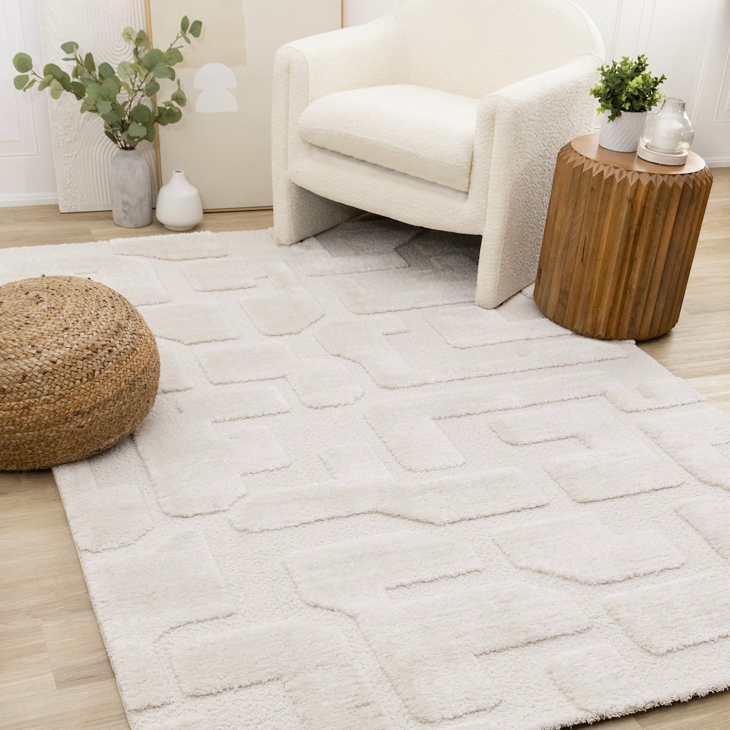 Lincoln Collection - Modern Luxurious Plush Shapes Area Rug