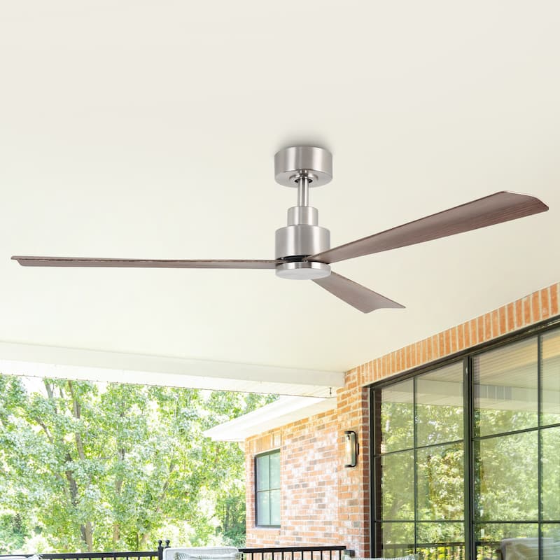 52-inch Satin Nikel Wooden 3-Blade Indoor Ceiling Fan without Lights