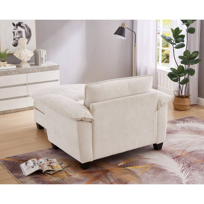Cloud Lazy Chaise Lounge, Single Sofa Chair & Storage Ottoman Set of 2, Oversize Chenille Upholstered Lounge Sleeper Sofa