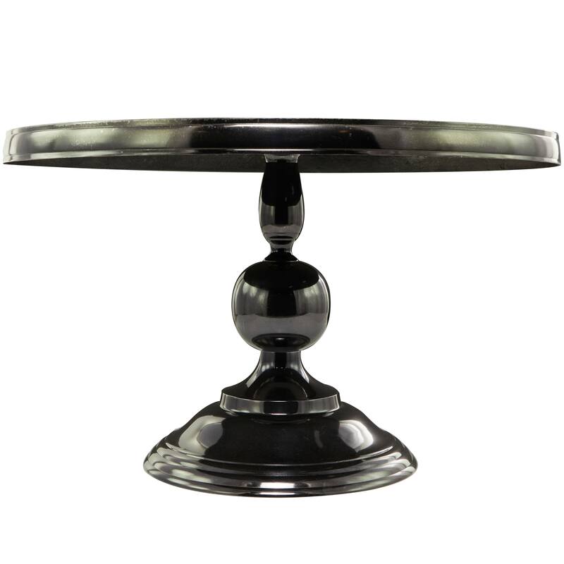 Black Aluminum Coffee Table with Pedestal Base