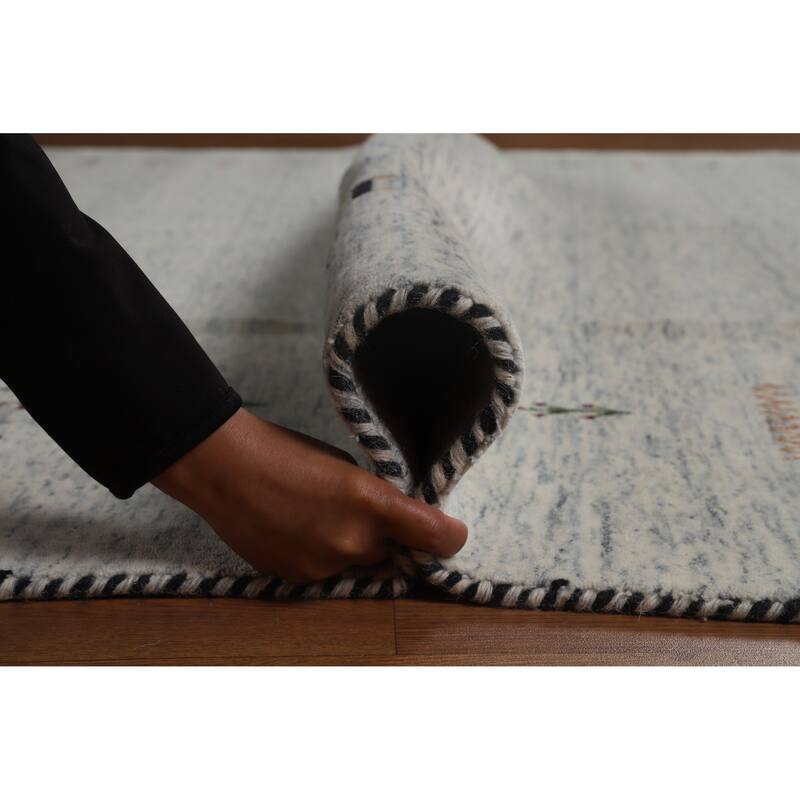 Hand Knotted Oriental 100% Wool Carpet Tribal Animal Pictorial Greys & Charcoal Gabbeh Area Rug - 10' 0'' X 8' 3''