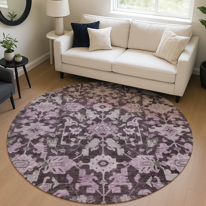 Machine Washable Indoor/ Outdoor Casual Traditional Chantille Rug