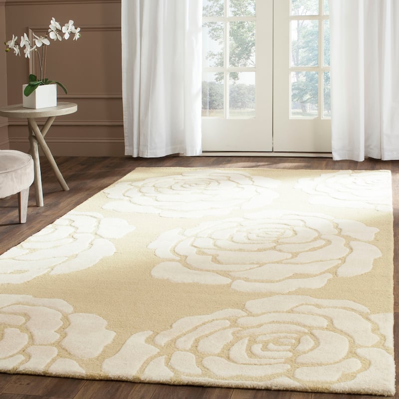 SAFAVIEH Handmade Cambridge Vince Modern Wool Rug - 5' x 8' - Light Gold/Ivory