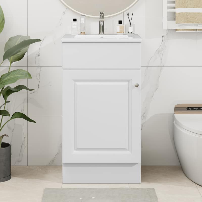 Christopher Knight Home - Ethan 18" Bathroom MDF Vanity with Sink and Storage Cabinet - White