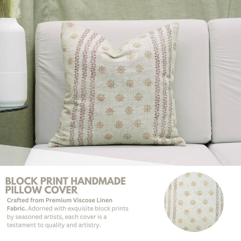 Fabdivine Peach 12x20 Inch Floral Cushion Cover for Summer Bedroom Rectangle Throw Fall Décor Viscose Linen Lounge, Happy Bloom