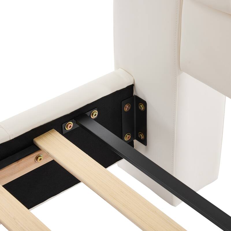 Christopher Knight Home - Modern Upholstered Platform Bed with Wood & Metal Frame - with 44.5" Tall Button-Tufted Headboard