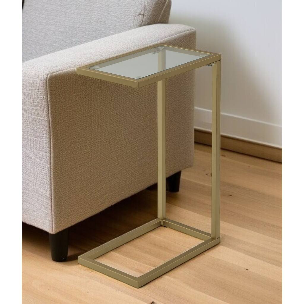 HomeRoots 26" Gold And Clear Glass Rectangular End Table