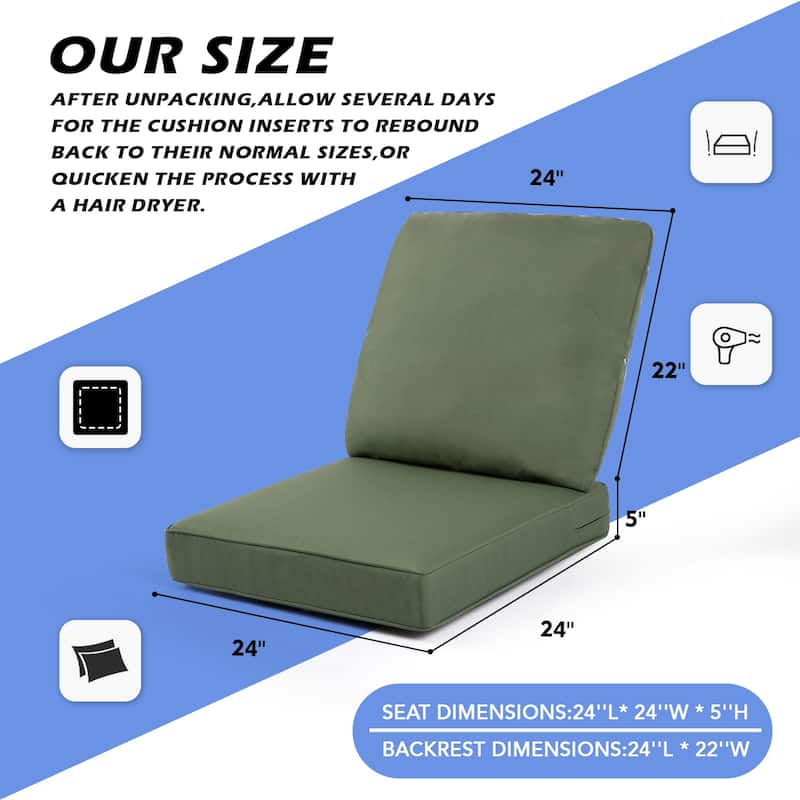 24-inch Outdoor Deep Seat Cushion Set - 24"L* 24"W *5"H