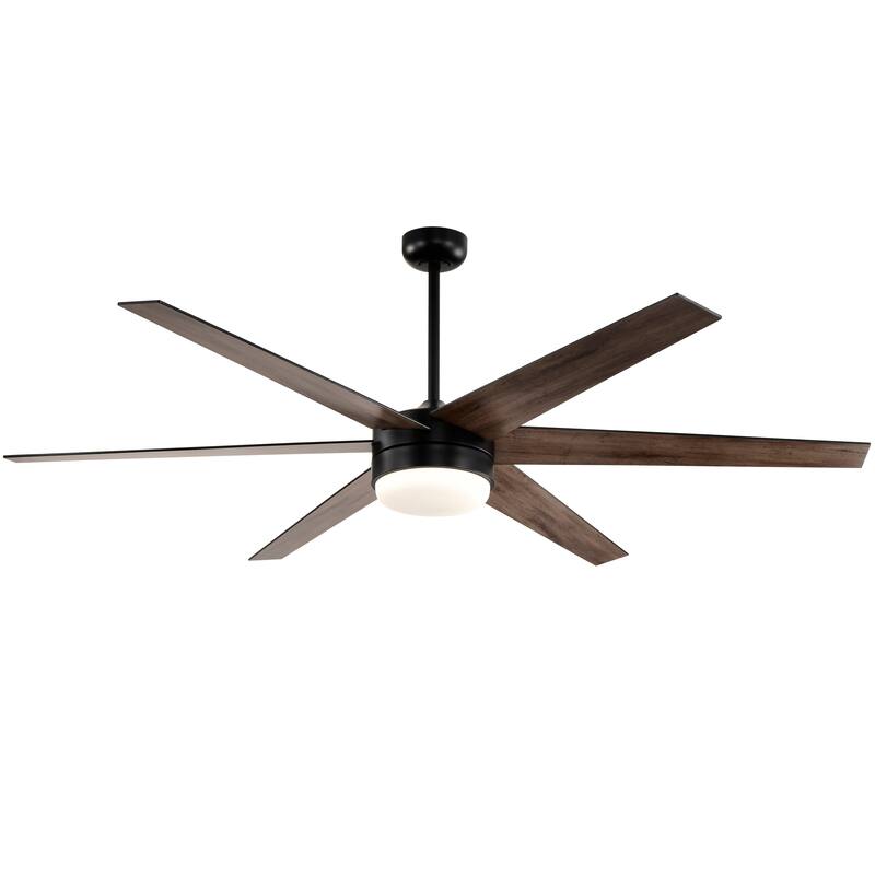 72-in Matte Black 6 Speed Ceiling Fan with LED Light and Remote Control