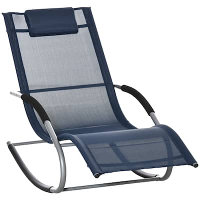 Outsunny Zero Gravity Rocking Chair Outdoor Chaise Lounge Chair Recliner Rocker with Detachable Pillow for Patio, Deck, Pool