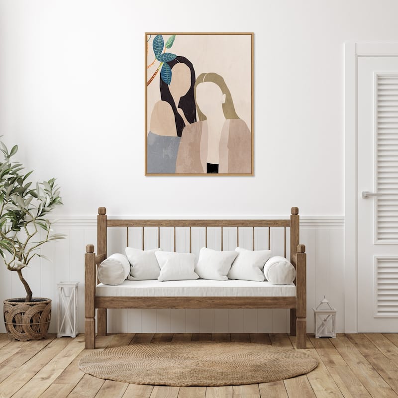 Amanti Art Leaves and Ladies I by Aimee Wilson Framed Canvas Wall Art Print - Sylvie Maple