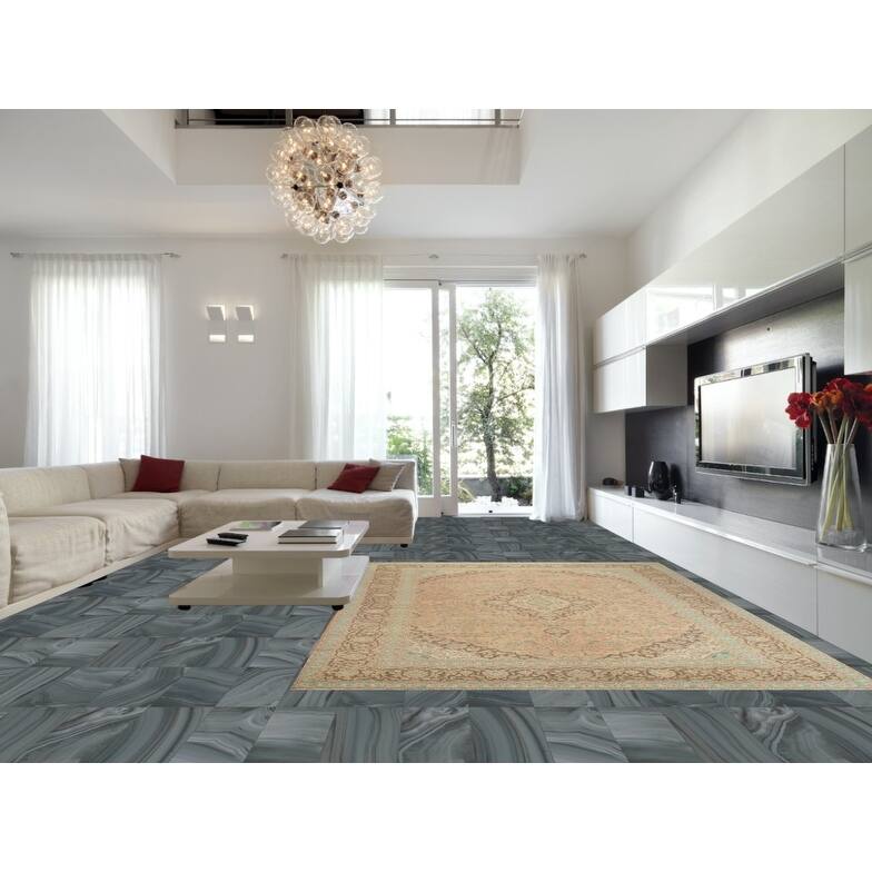 Hand Knotted Oriental 100% Wool Carpet Traditional Floral Coral Mashad Area Rug - 13' 0'' X 9' 5''