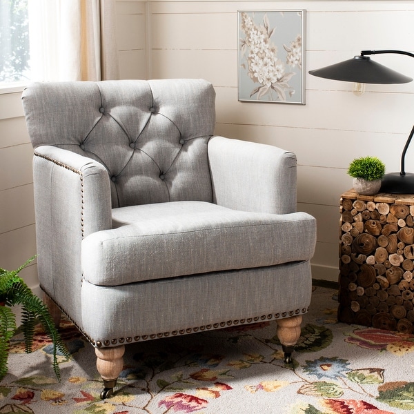 Safavieh Manchester Light Grey Tufted Club Chair - 28" x 34.4" x 32.7". Opens flyout.