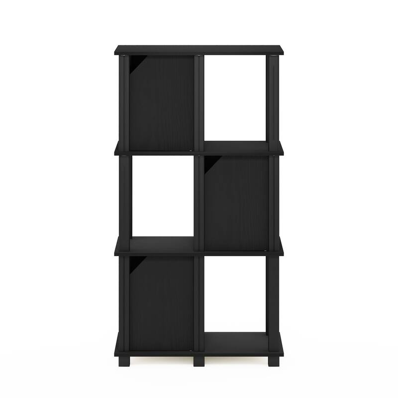 Furinno Brahms 4-Tier Storage Shelf with 3 Doors, Black Oak/Black - Black Oak/Black