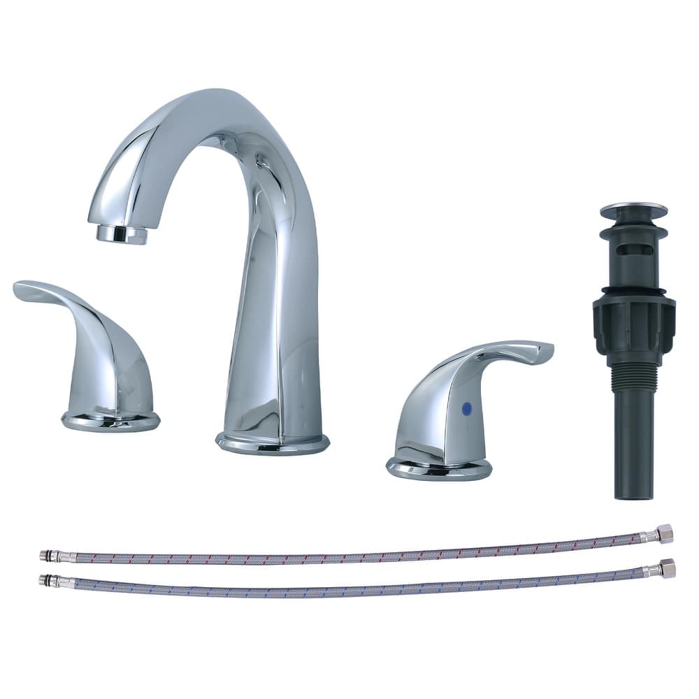 WOWOW Gooseneck 8 in. Widespread Double Handle Bathroom Faucet
