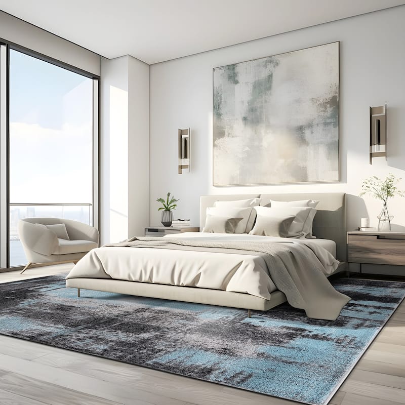 Modern Watercolor Abstract Design Area Rug
