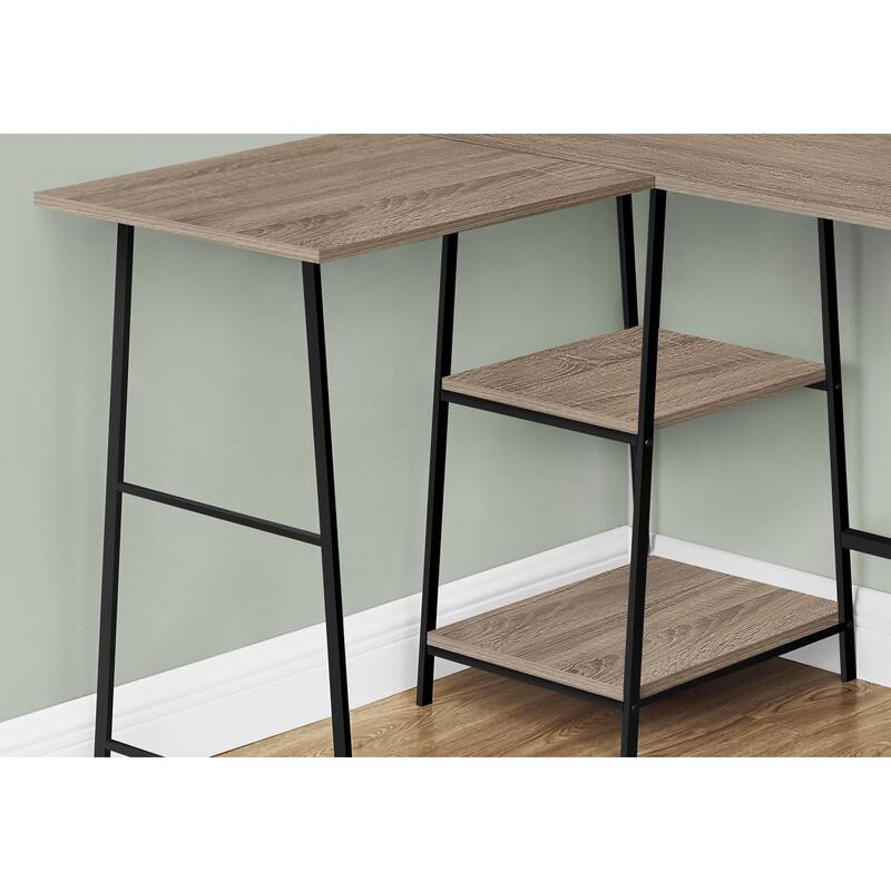 Modern 48" L-Shaped Desk with Storage Shelves, Metal Sawhorse Legs, Corner Desk for Home Office