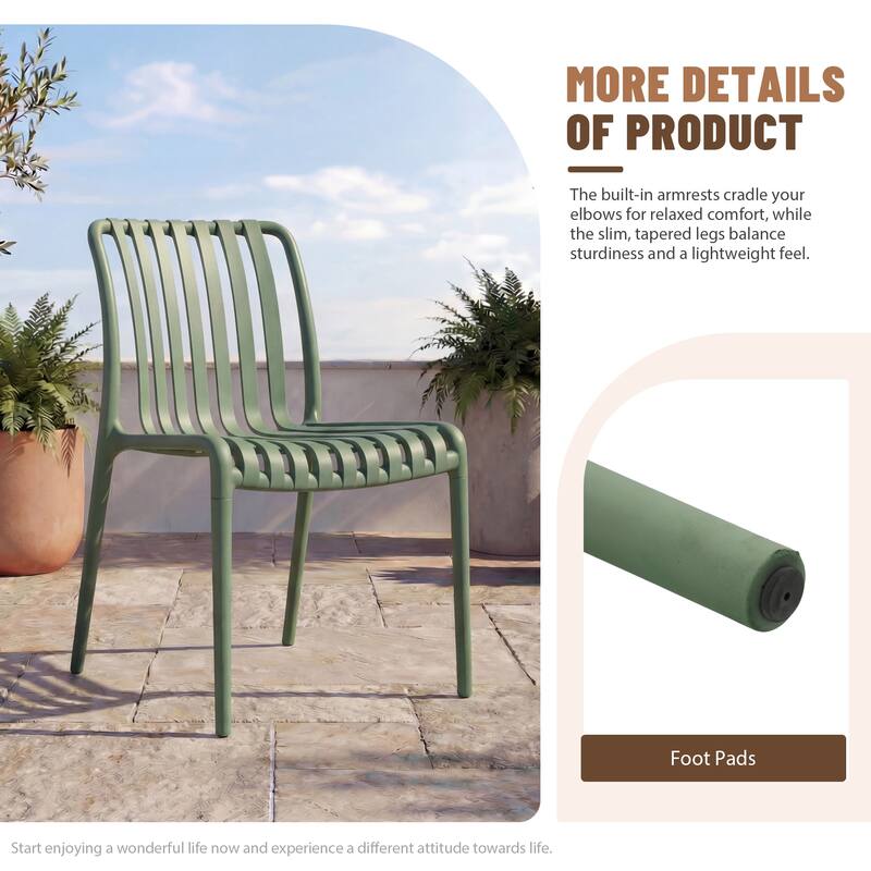 Outdoor Stackable Plastic Chairs Dining Chair Set 4-Piece Lightweight