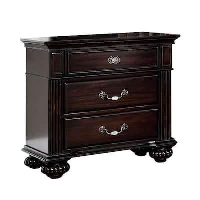 Dark Walnut 3 Drawer 29 in. W Nightstand with Sturdy Hardware and Ample Storage