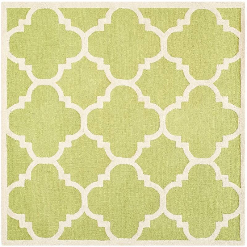 SAFAVIEH Handmade Cambridge Gullveig Modern Moroccan Wool Rug - 6' Square - Green/Ivory
