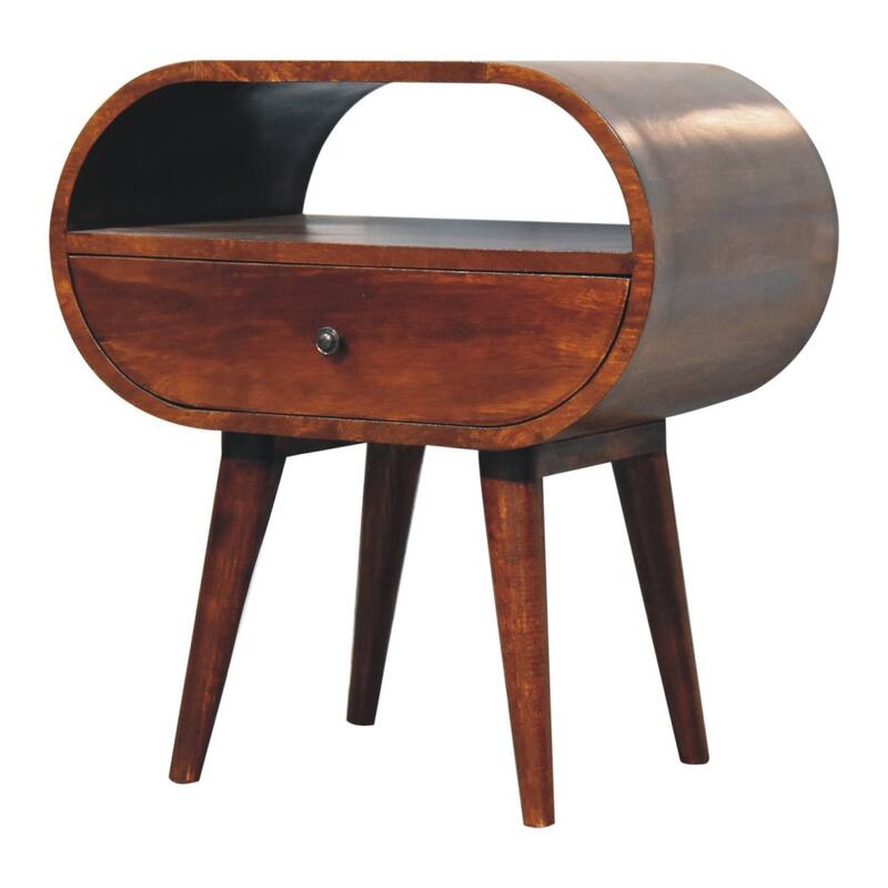 Artisan Furniture Solid Wood Large Chestnut Circular Open Bedside