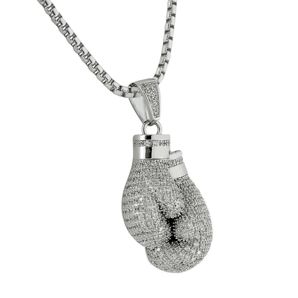 white gold boxing glove pendant