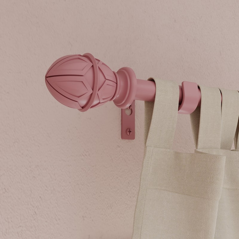 Acroma Metal Adjustable Single Modern Curtain Rod Pink.