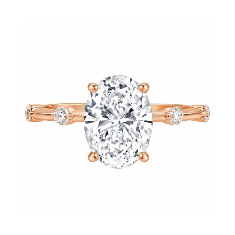 Auriya 14K Gold Tapered Oval Lab Grown Diamond Engagement Ring 1.12 - 5.28ct. tw. (F-G, VS)