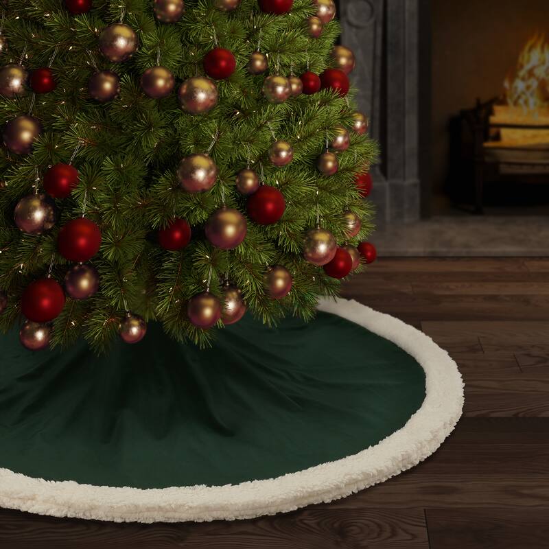 J. Queen New York Casey Sherpa Christmas Tree Skirt - Evergreen
