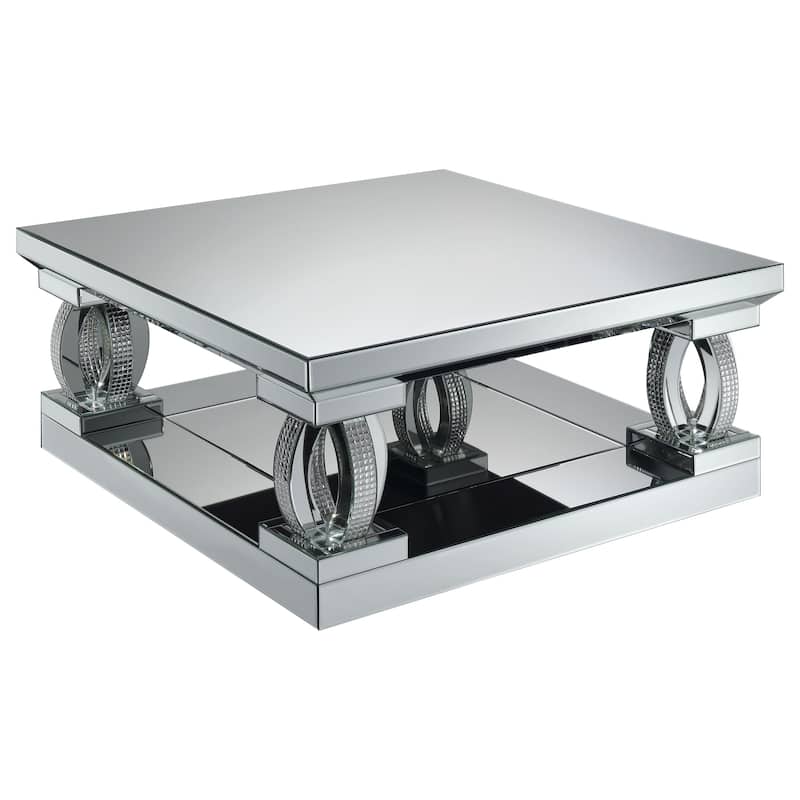 Amalia Mirrored Coffee And End Table Set Silver