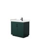 preview thumbnail 123 of 168, Miranda Single Vanity Set, Cultured Marble Top, No Mirror 36-Inch Single - Green, Black Trim, Carrara Cultured Marble Top