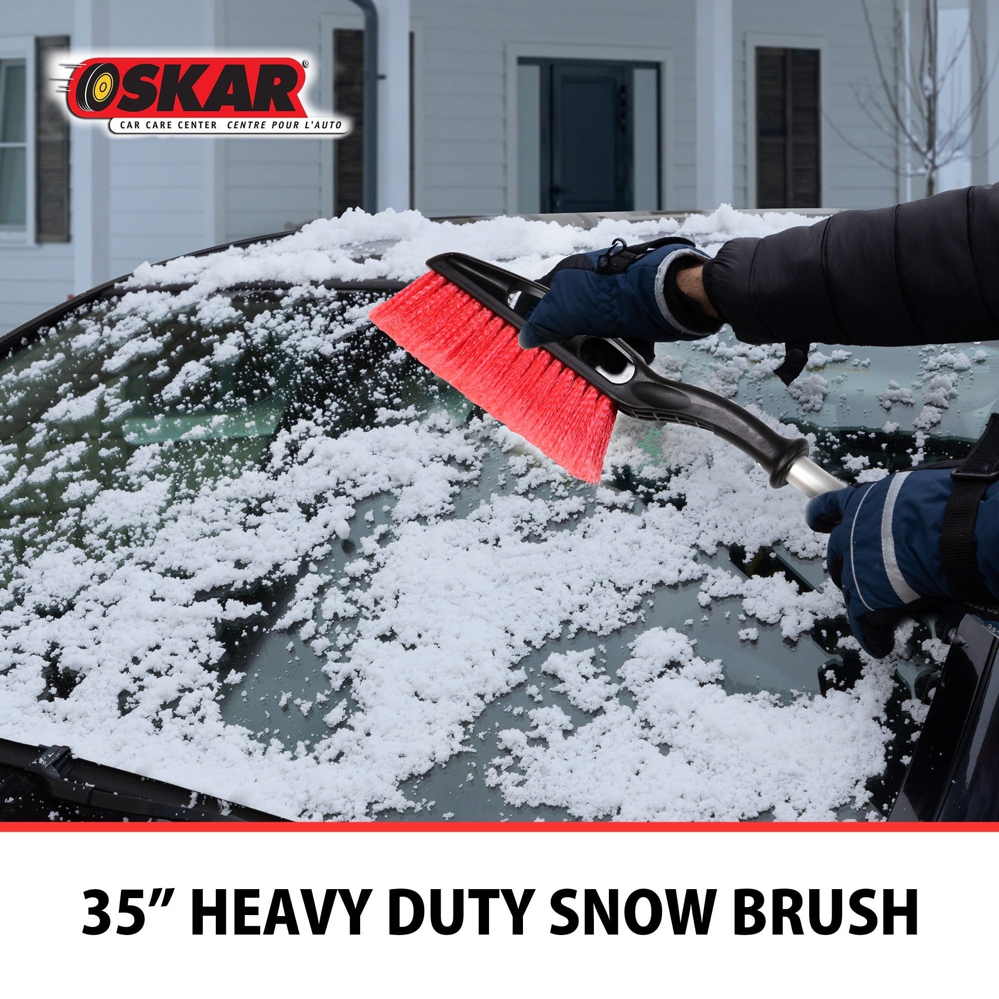 Auto Drive 35 inch Winter Driving Snow Brush with Scraper, Blue