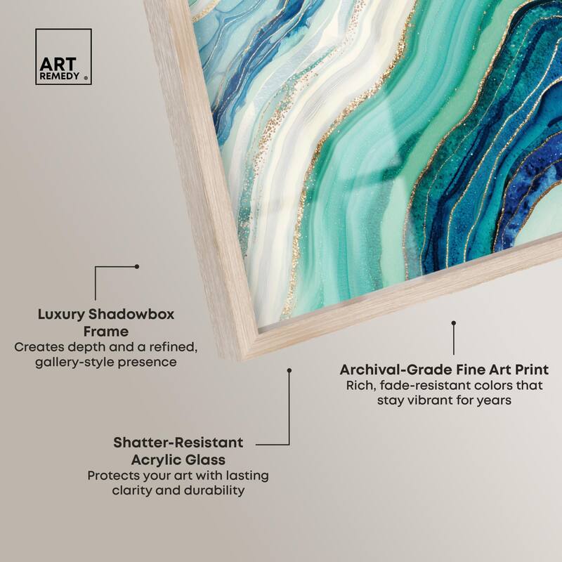 Blue Green Abstract Agate I Shadowbox by Art Remedy