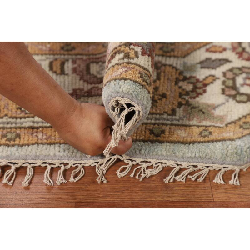 Heriz-Serapi Oriental Octagon Area Rug Handmade Wool Carpet - 6'0" x 5'11"