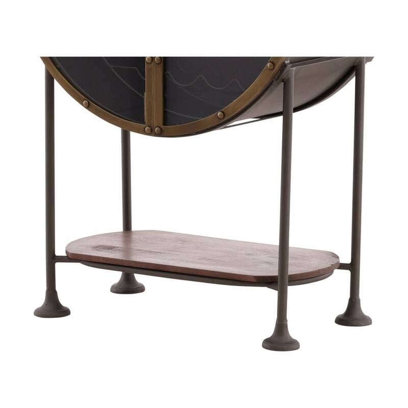 Furniture Classics Eclipse Black Iron Glass Oval Bar Storage Cabinet