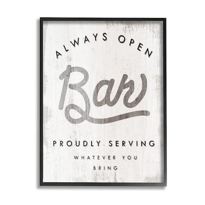 Stupell Always Open BYOB Bar Sign Funny Drinking Phrase Framed Wall Art