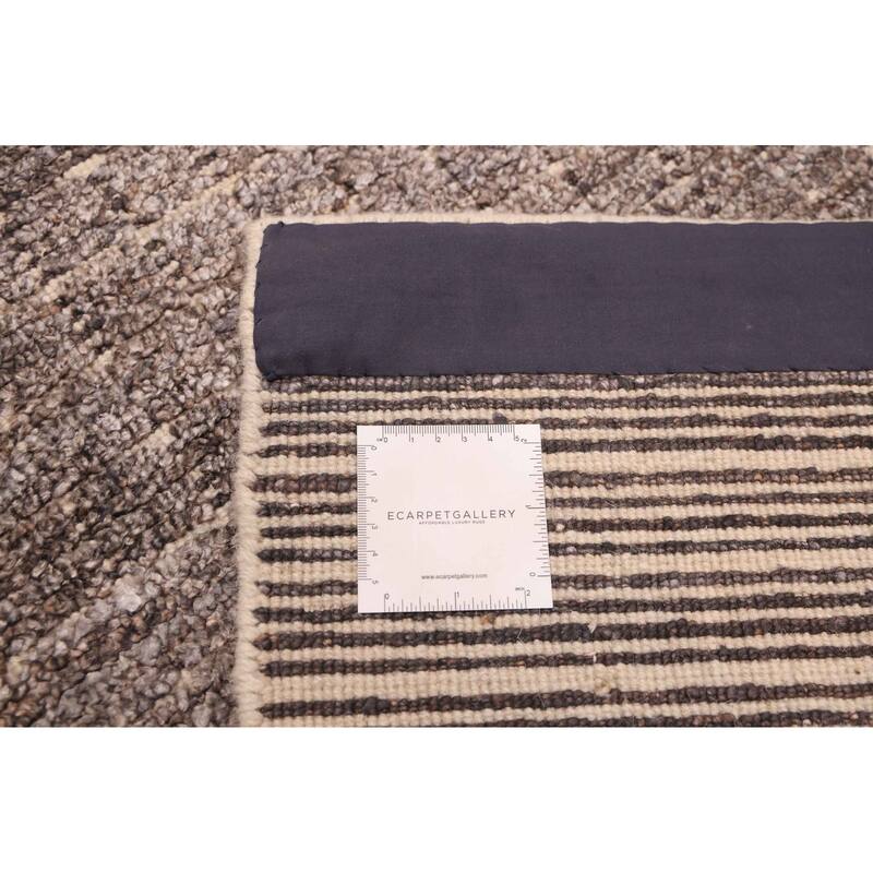 ECARPETGALLERY Hand Loomed Ananda Dark Grey Silk Rug - 6'8 x 9'6