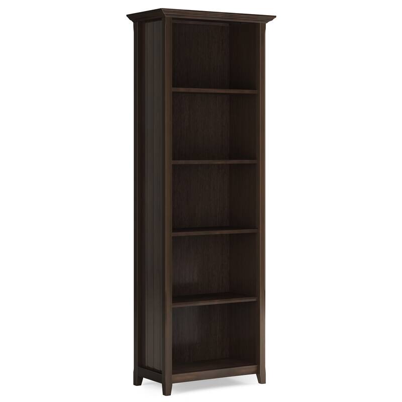 WYNDENHALL Normandy SOLID WOOD 72 x 26 inch Transitional 5 Shelf Bookcase - 14" D x 26" W x 72" H