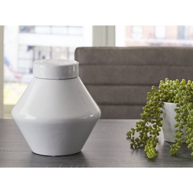 Signature Design by Ashley Domina White Jar (Set of 2) - 7.5" W x 7.5" D x 8" H