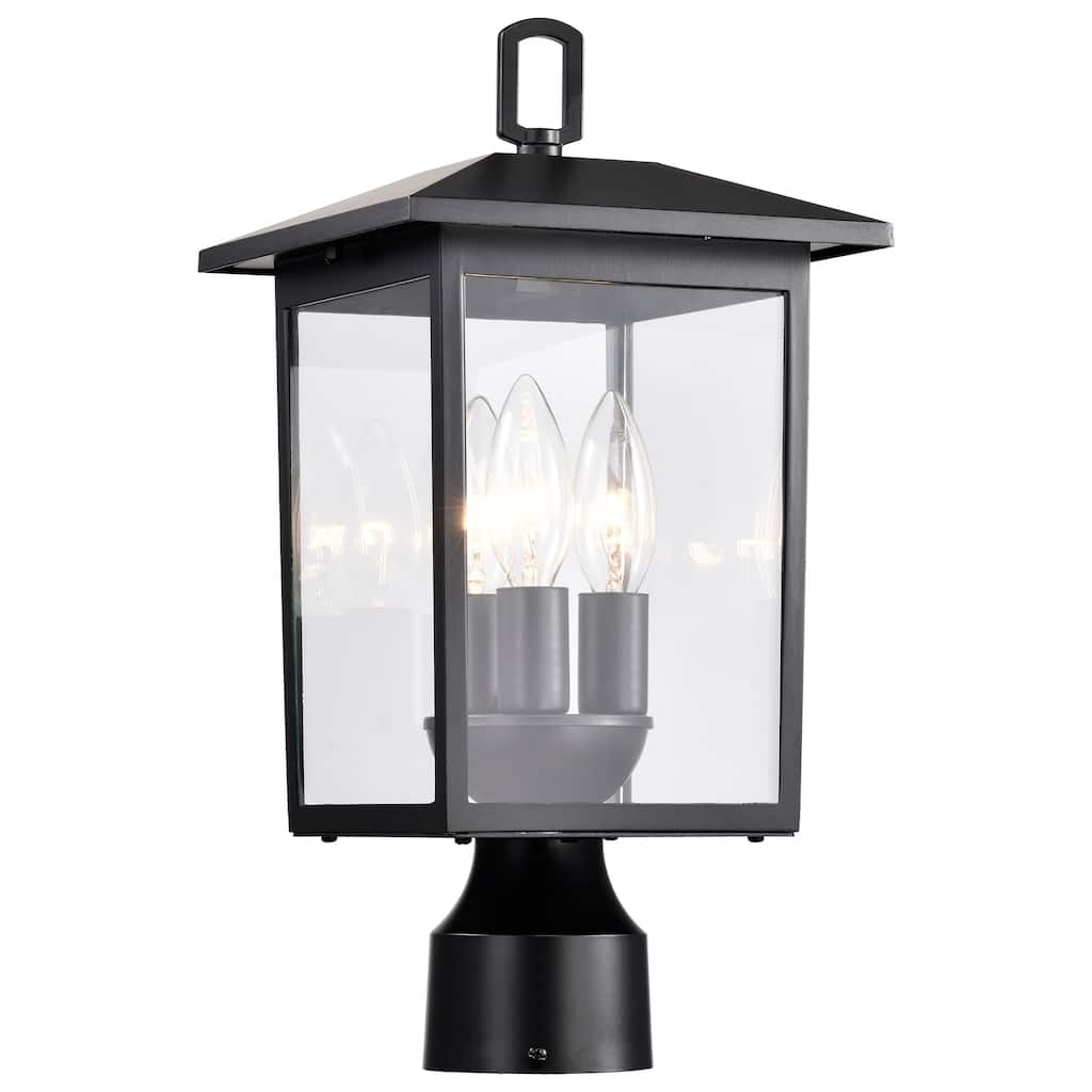 Jamesport Outdoor Post Light Pole Lantern 3 Lights Matte Black Finish Clear Glass