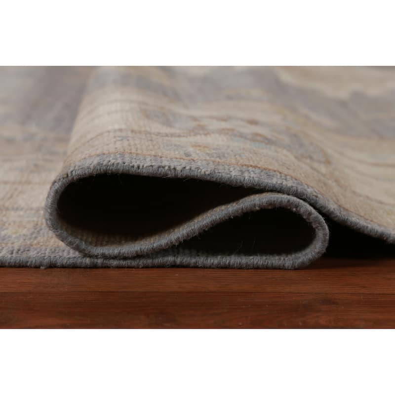 Hand Knotted Oriental 100% Wool Carpet Transitional All-Over Navy Blue & Blues Oushak Area Rug - 11' 11'' X 9' 0''