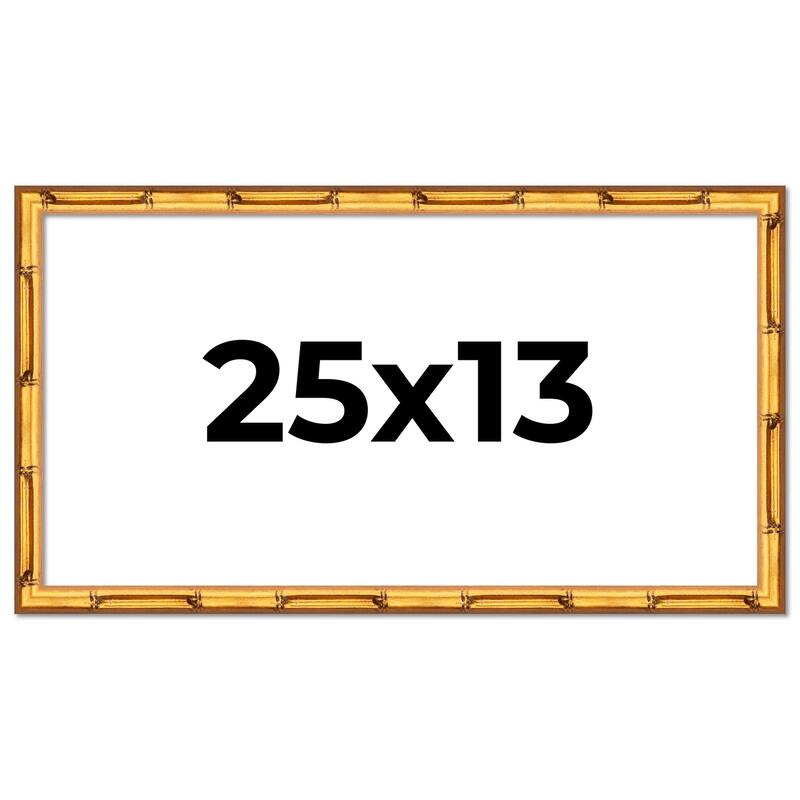 25x13 Frame Gold Bamboo Picture Frame Modern Photo Frame Includes UV Acrylic Shatter Guard Front Acid Free Foam Backing Board