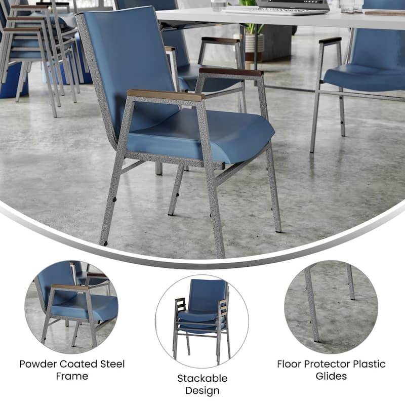 Heavy Duty Stack Chair with Arms - 21"D x 21"W x 31"H