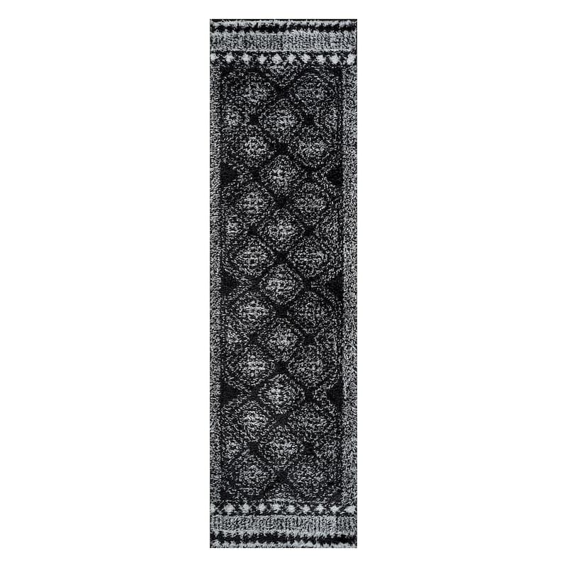 Geometric Shag Rug - Anthracite Dark Gray - Durable Rug for Living Room, Bedroom, or Entryway - Easy to Maintain