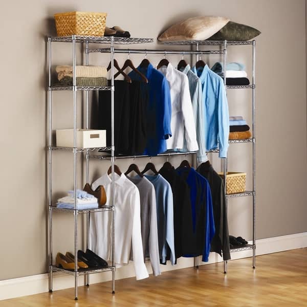 Metal Closet Organizer Shelves System Kit Expandable Clothes