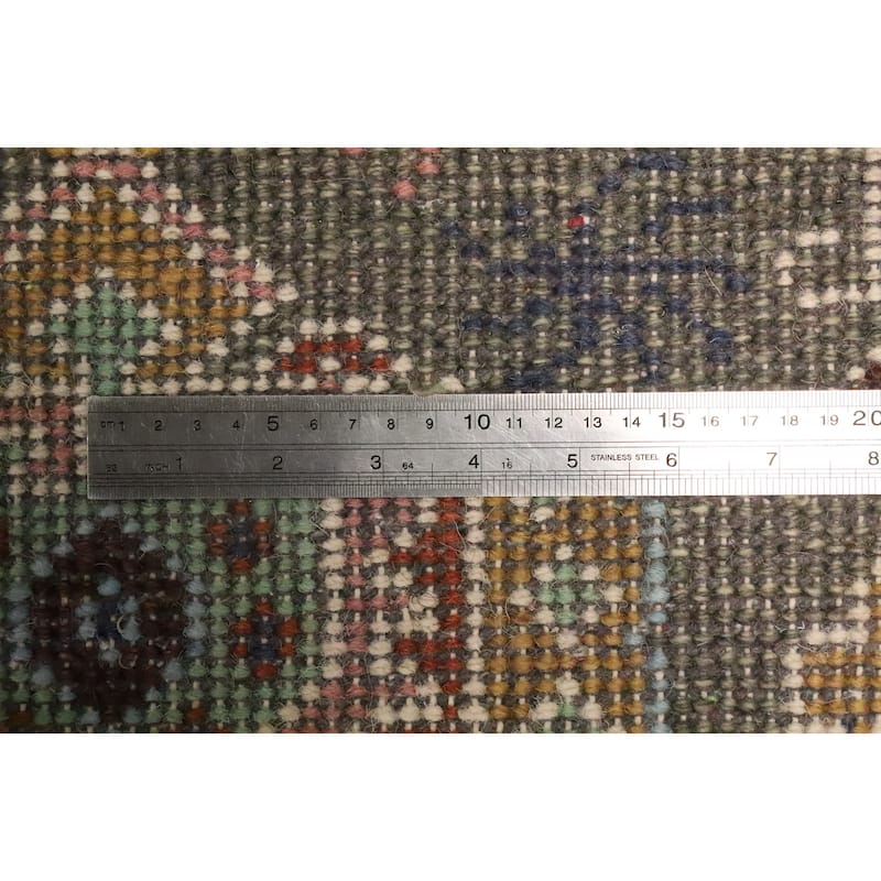 Hand Knotted Oriental 100% Wool Carpet Transitional All-Over Green Oushak Runner Rug - 8' 1'' X 2' 7''