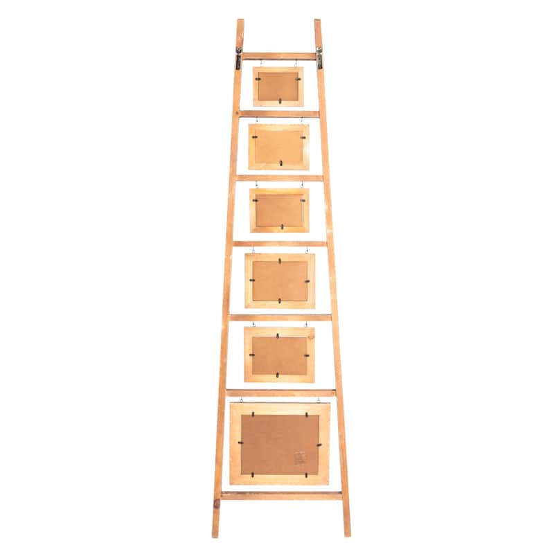 Decorative Wood Ladder with 6 Hanging Photo Frames