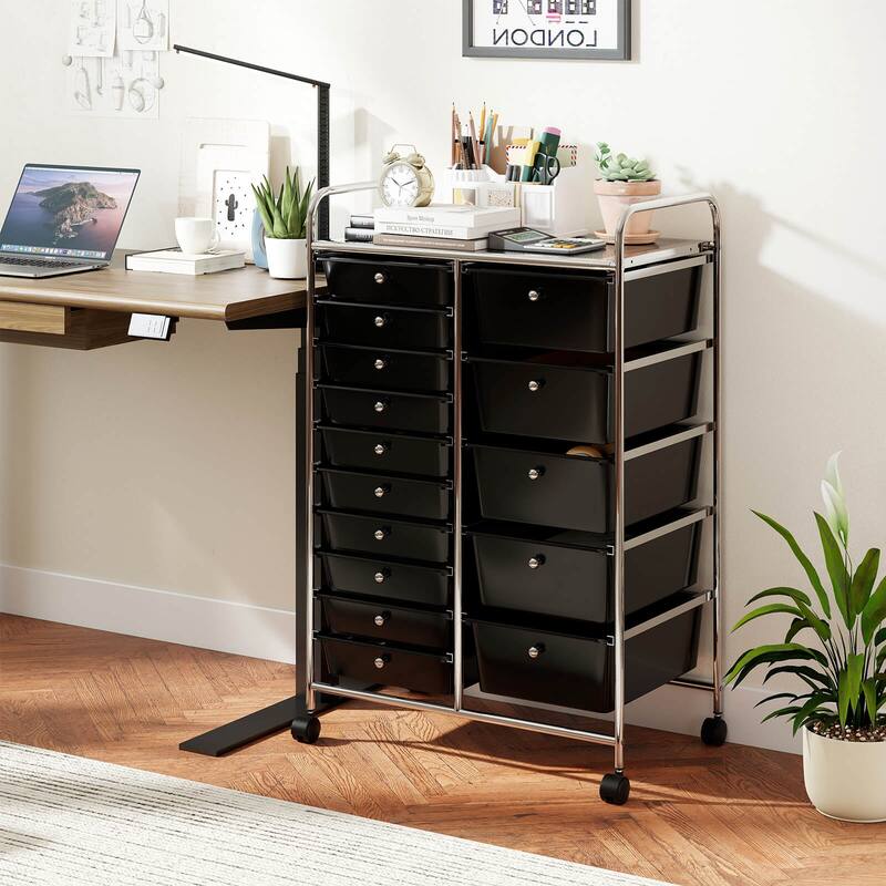 Costway 15-Drawer Trolley with Chrome Plated Metal Frame & Lockable - See Details